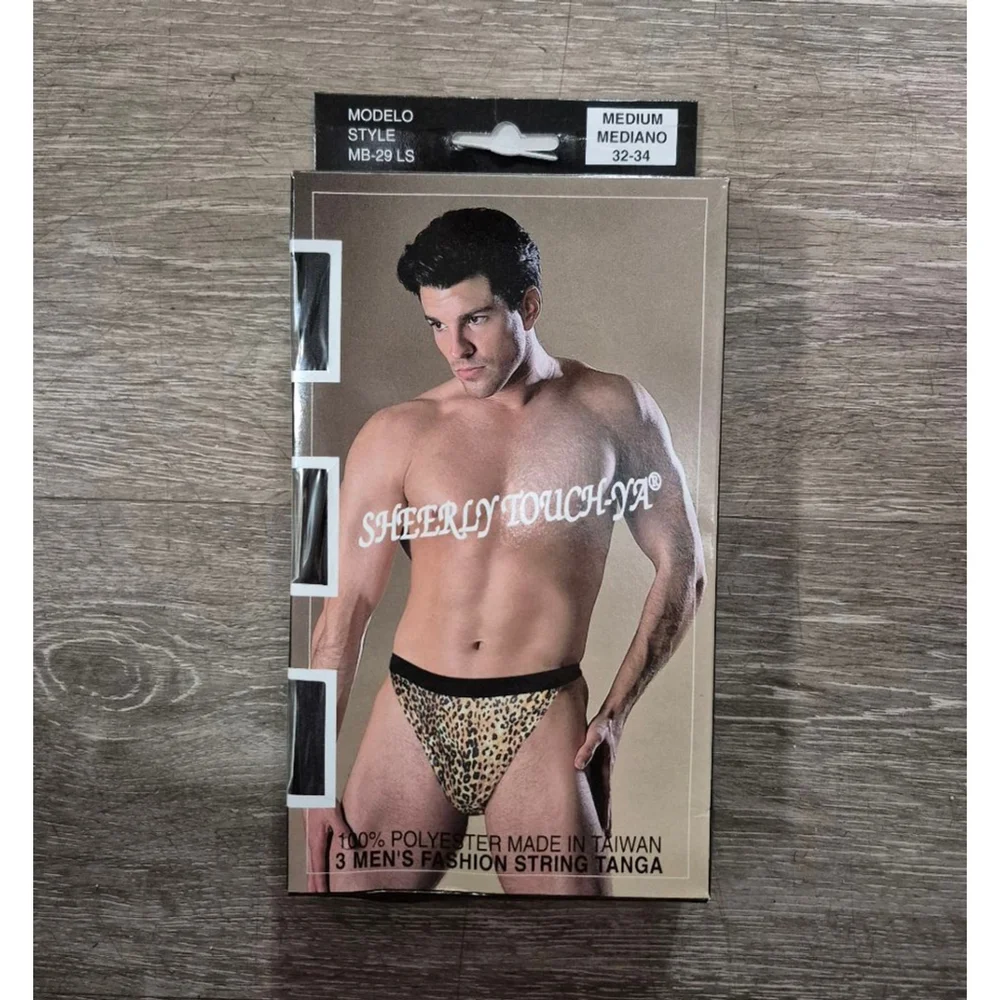 Vintage Men’s String Tanga Cheetah Print NWT NOS 80’s 90’s XL